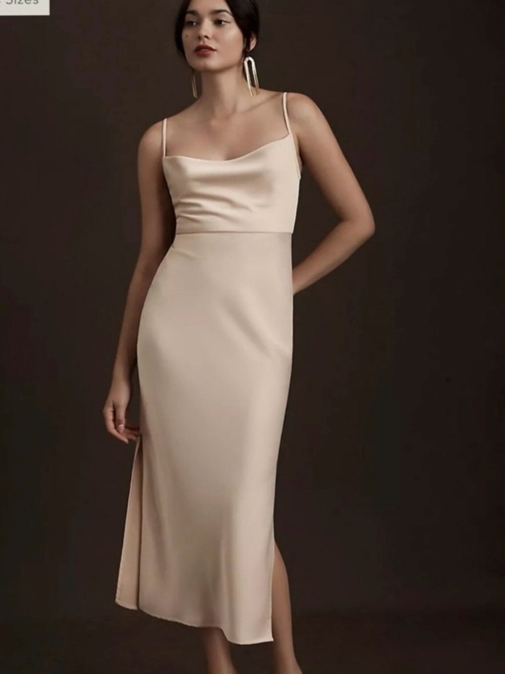 Anthropologie BHLDN Sachin & Babi Cali Satin Charmeuse  4 Midi Oyster